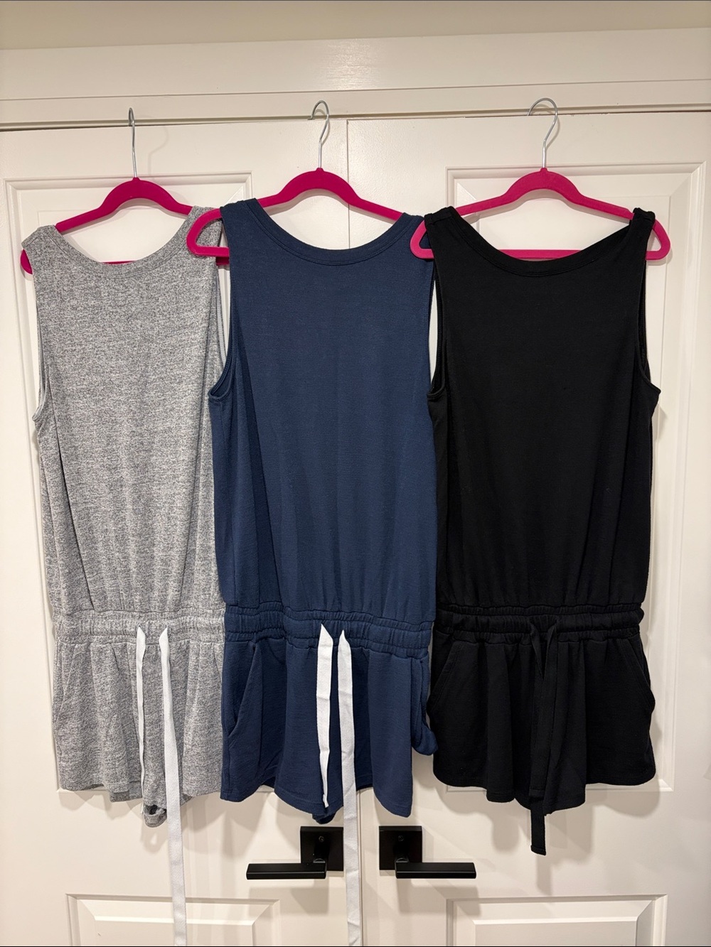 Aritzia bundle of 3 Women’s Sleeveless Drawstring Romper - Black, Navy, Grey